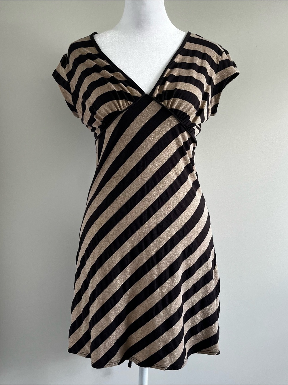 Brown and beige sparkly Y2K Mini Babydoll Dress